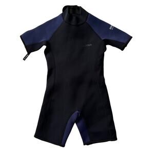 Dark Lightning EUC Shorty 2MM Neoprene Black Blue Wetsuit Kids 10